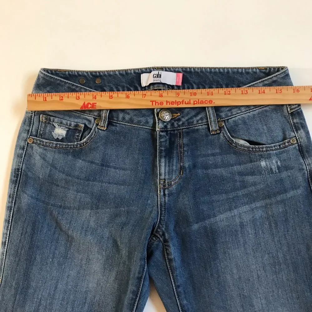 CAbi Jeans Mojave Slim Boyfriend 5165 Blue Low Rise Distressed Size 4 EUC - Picture 8 of 12